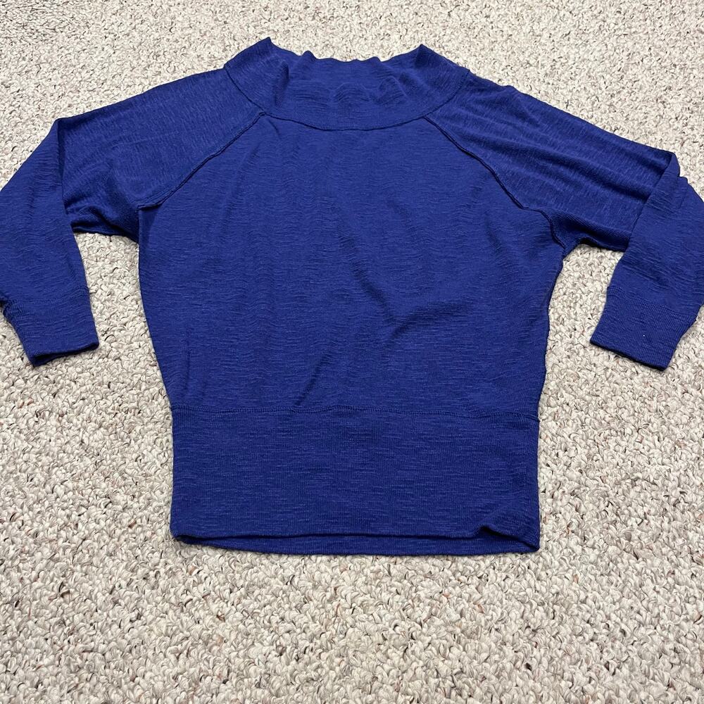 We the Free Palisades Off the Shoulder Sweater Top Sz XS Blue Casual Boho
